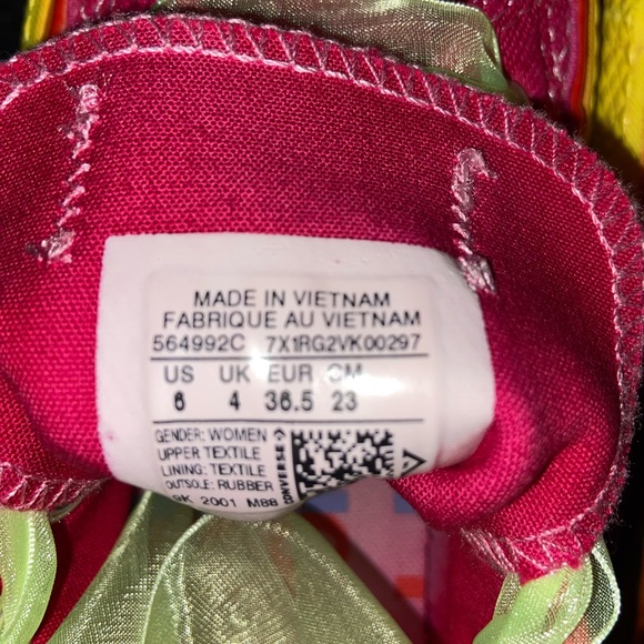 Custom Fuchsia Converse All Star Sneakers with Rainbow Platform - Picture 7 of 11